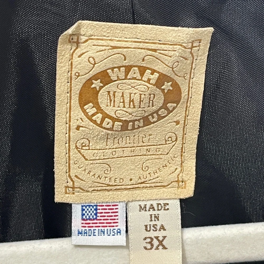 Wha Maker Frontier Clothing Men's Western Style Vest Made in USA Size 3XL